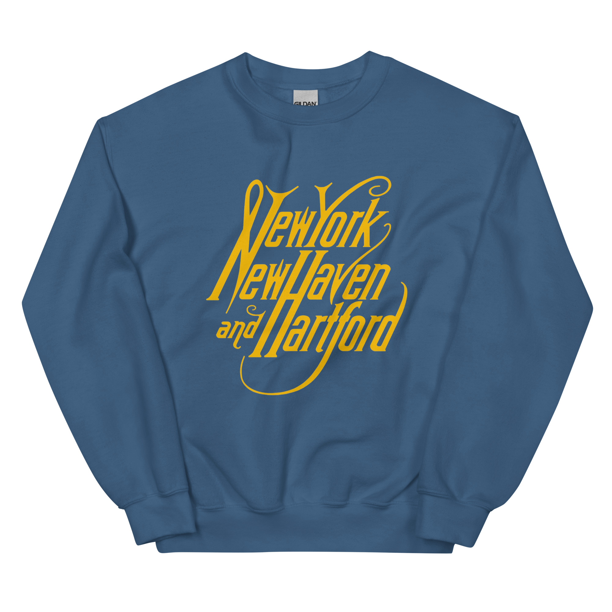 unisex-crew-neck-sweatshirt-indigo-blue-front-68c8b9085ac94.jpg New Haven Railroad 1872 Crewneck Sweatshirt