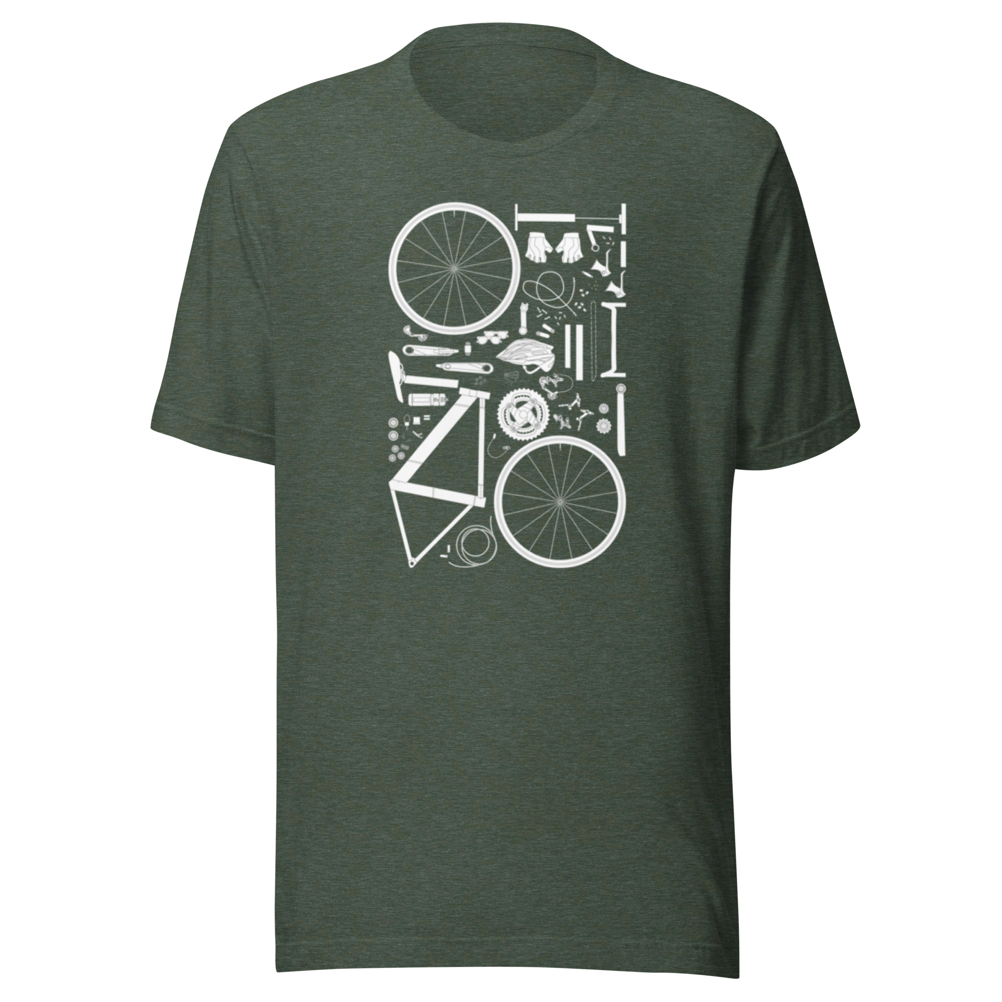 unisex-staple-t-shirt-heather-forest-front-68d5f41083d67.jpg Bicycle Parts Soft T-Shirt