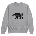 Maine Black Bear Silhouette Letter Youth Crewneck Sweatshirt