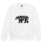 Maine Black Bear Silhouette Letter Youth Crewneck Sweatshirt